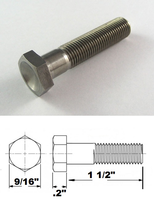 3/8 UNF X 1 1/2" TITANIUM HEX BOLT GRADE 5